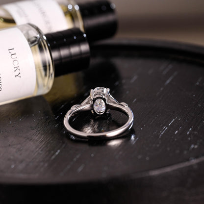 Solid Gold Oval Cut Moissanite Engagement Ring, Anniversary Gift for Women