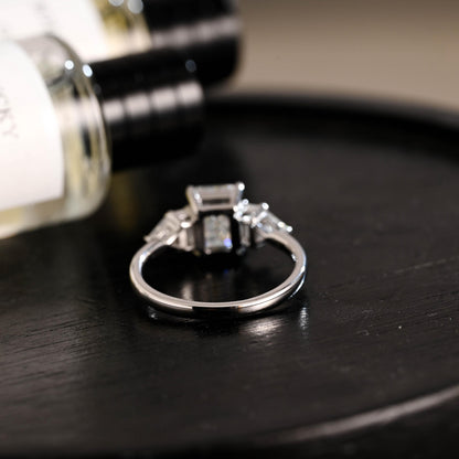 Solid Gold Emerald Cut Moissanite Engagement Ring, Proposal Ring, Promise Ring, Wedding Ring, Anniversary Gift Birthday Gift for Women Wife