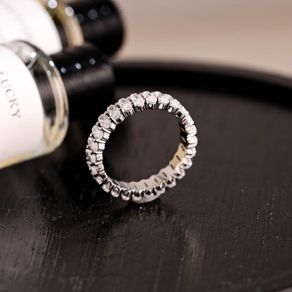 Solid Gold 2*4MM Crushed Ice Oval Moissanite Eternity Wedding Band