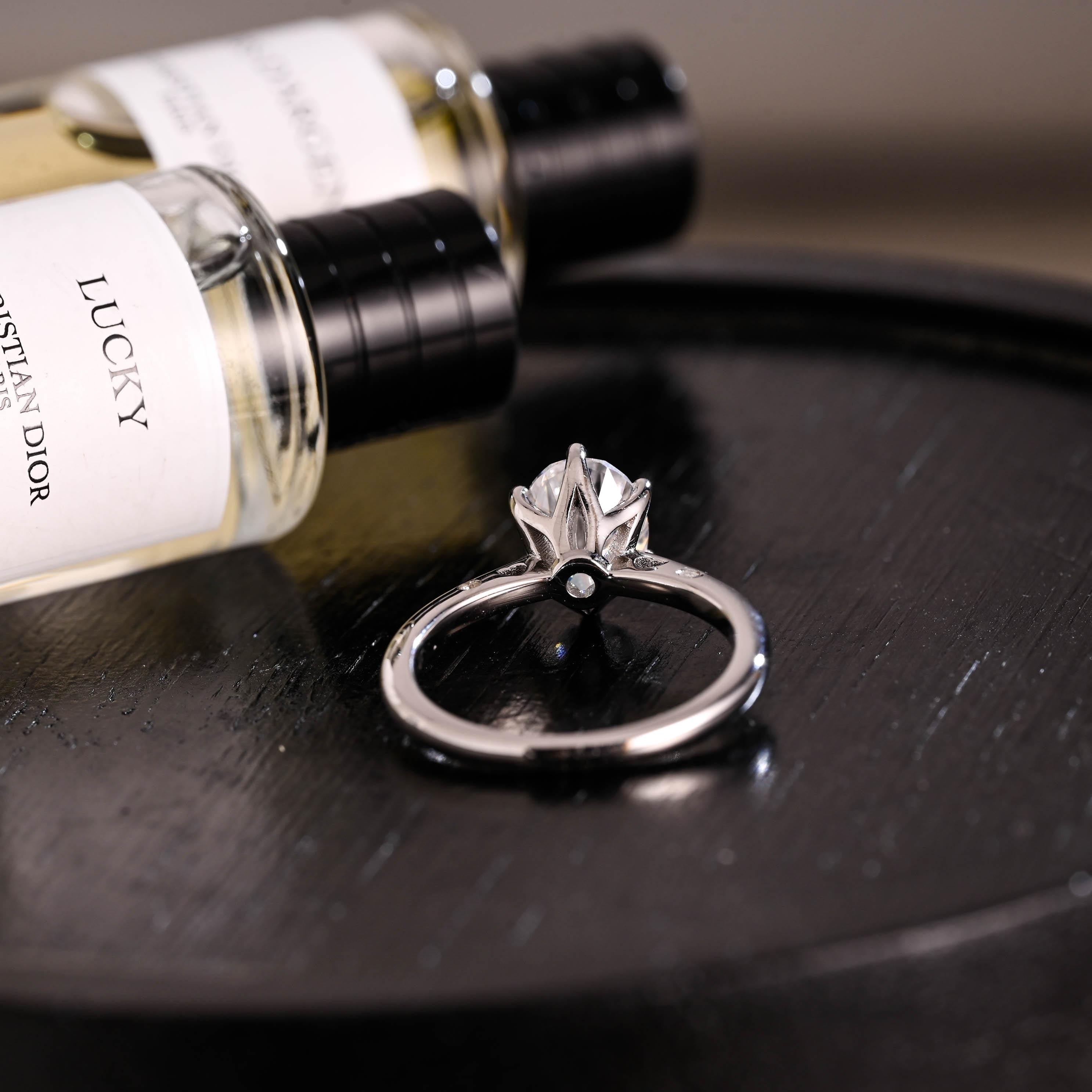 Solid Gold Oval Cut Moissanite Engagement Ring, Anniversary Gift for Women