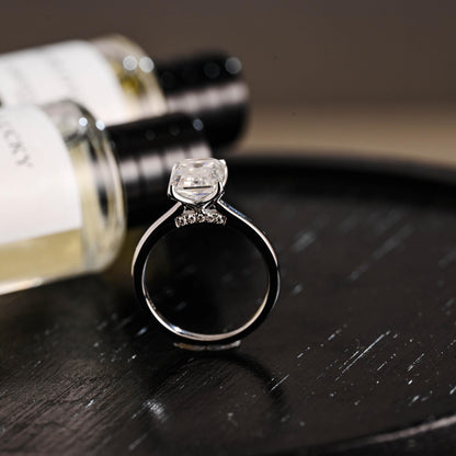 Solid Gold Emerald Cut Moissanite Engagement Ring, Proposal Ring, Promise Ring, Wedding Ring, Anniversary Gift for Birthday Gift Women Wife