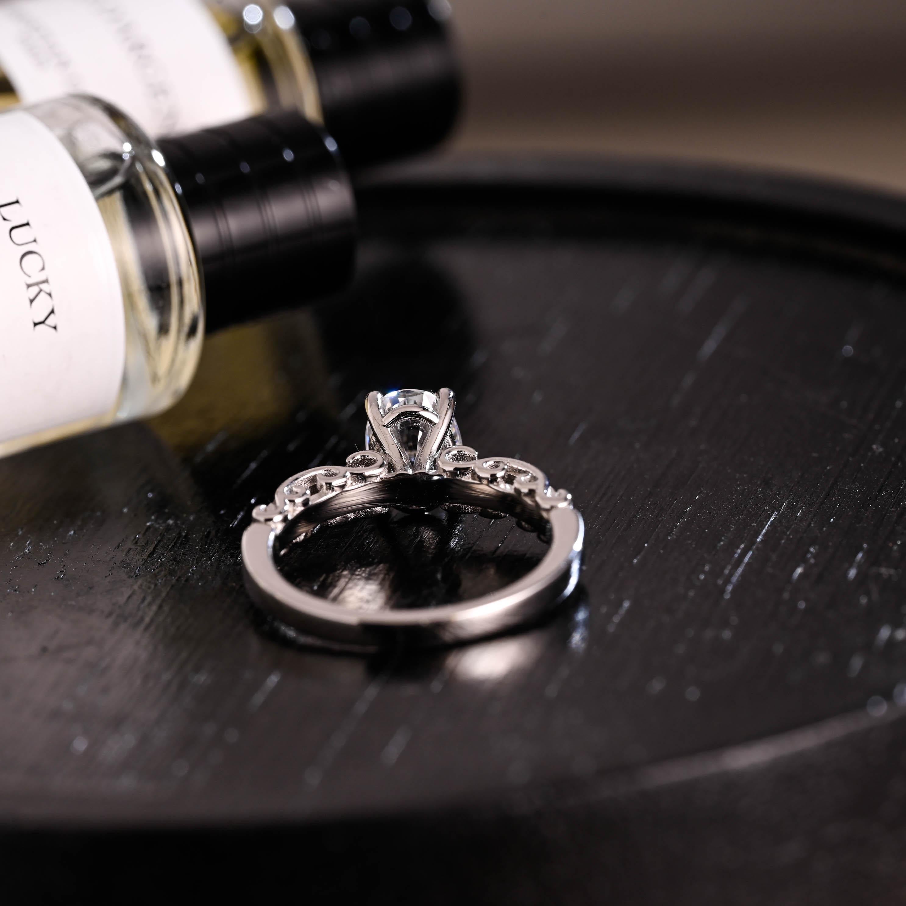 Solid Gold Oval Cut Moissanite Engagement Ring, Anniversary Gift Birthday Gift for Women Wife