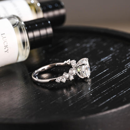 Solid Gold Oval Cut Moissanite Engagement Ring, Anniversary Gift Birthday Gift for Women Wife