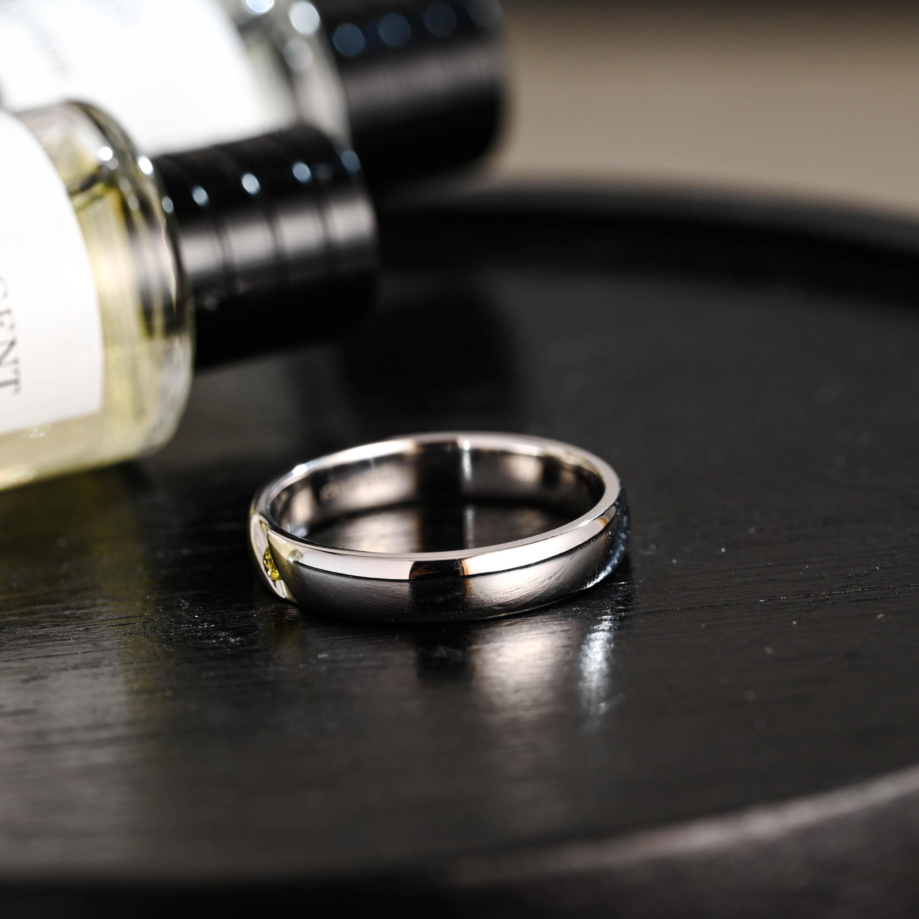 Solid Gold Yellow Sapphire Wedding Band, Matching Ring