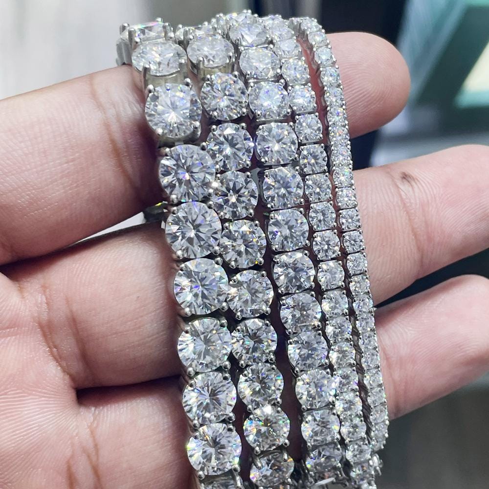 Moissanite Tennis Bracelet, VVS1 Moissanite Tennis Bracelet Silver, Anniversary Gift For Her, Dainty Bracelet Valentine day gift for her him
