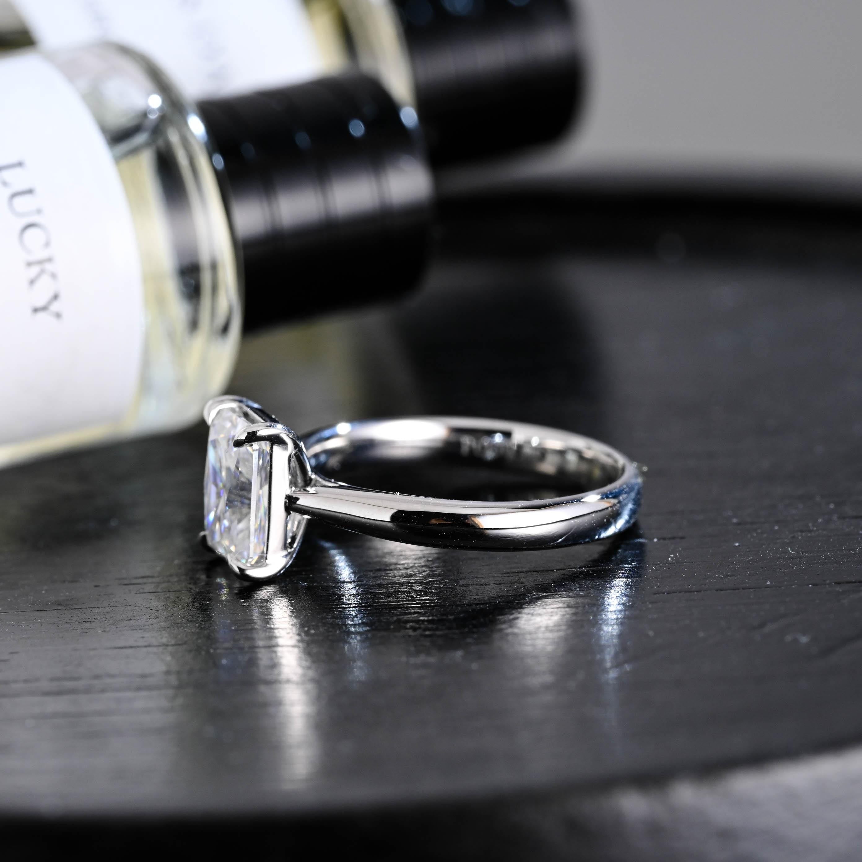 Solid Gold Solitaire Radiant Moissanite Engagement Ring, Anniversary Gift for Women