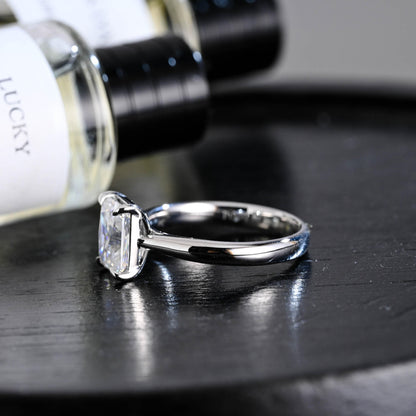 Solid Gold Solitaire Radiant Moissanite Engagement Ring, Anniversary Gift for Women