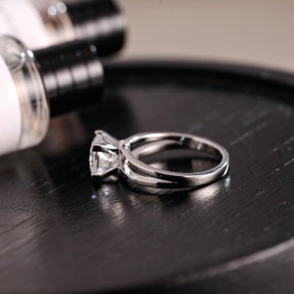 Solid Gold Princess Cut Moissanite Engagement Ring, Anniversary Gift Birthday Gift for Women Wife