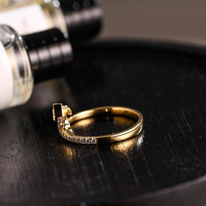 Curved Solid Gold Moissanite Wedding Band, Bezel Nest Anniversary Ring