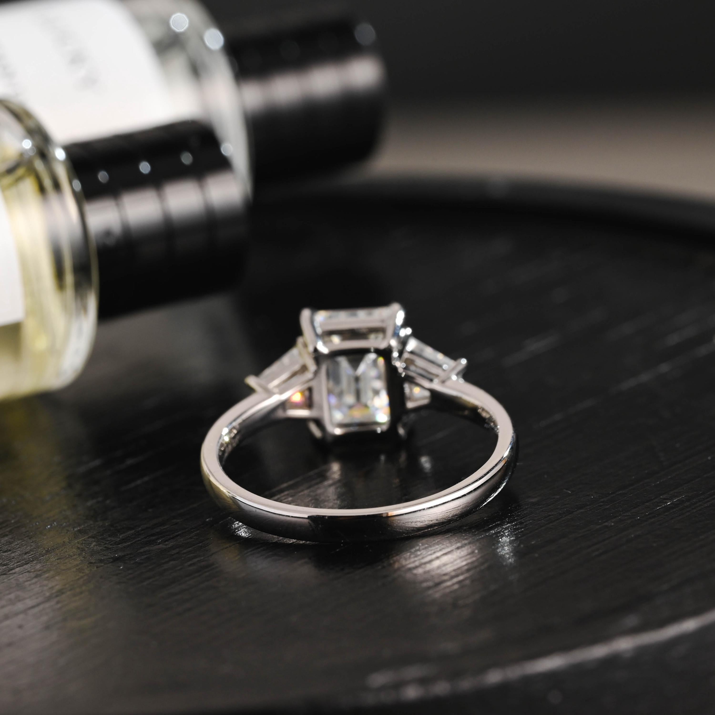Solid Gold Emerald Cut Moissanite Engagement Ring, Proposal Ring, Promise Ring, Wedding Ring, Anniversary Gift Birthday Gift for Women Wife
