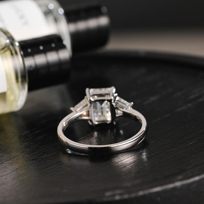 Solid Gold Emerald Cut Moissanite Engagement Ring, Proposal Ring, Promise Ring, Wedding Ring, Anniversary Gift Birthday Gift for Women Wife