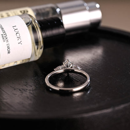 Solid Gold Three Stone Oval Moissanite Engagement Ring, Anniversary Gift for Women