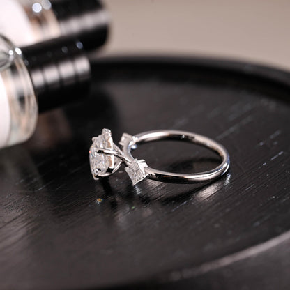 Solid Gold Princess Cut Moissanite Engagement Ring, Anniversary Gift Birthday Gift for Women Wife