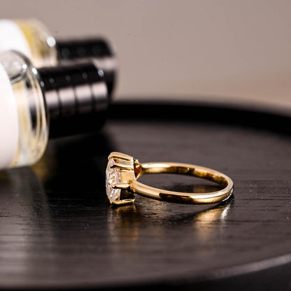 Toi et Moi Garnet Ring Pear Moissanite Engagement Ring, Solid Gold Heart Shaped Garnet Ring