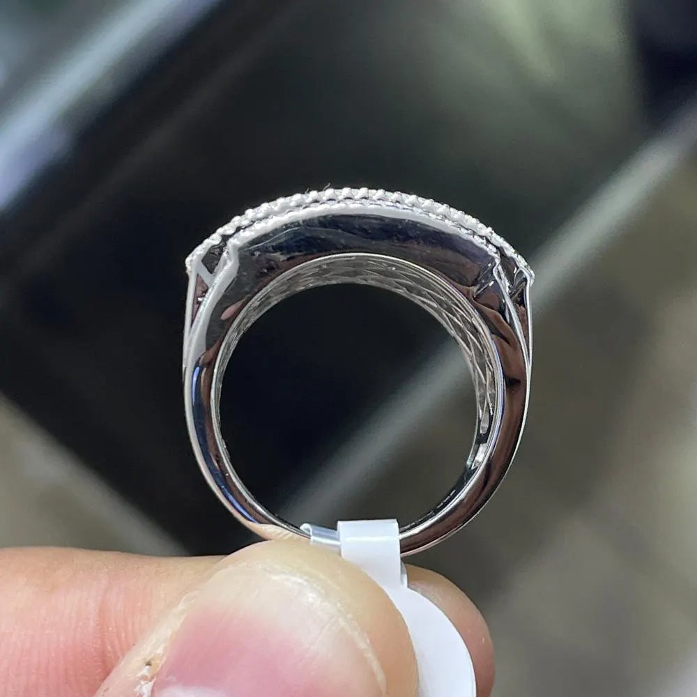 Iced Out Moissanite Pinky Ring: 925 Sterling Silver Hip Hop Jewelry