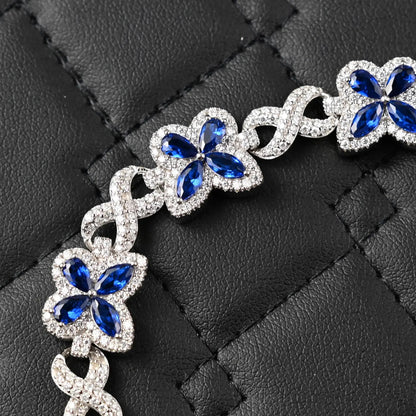 Butterfly Infinity Bracelet Blue Sapphire Bracelet 4.10CTW Moissanite VVS D Color | 925 Sterling Silver 14K Gold Plated 12MM