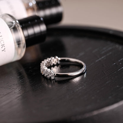 Solid Gold Baguette Moissanite Wedding Band, Anniversary Ring