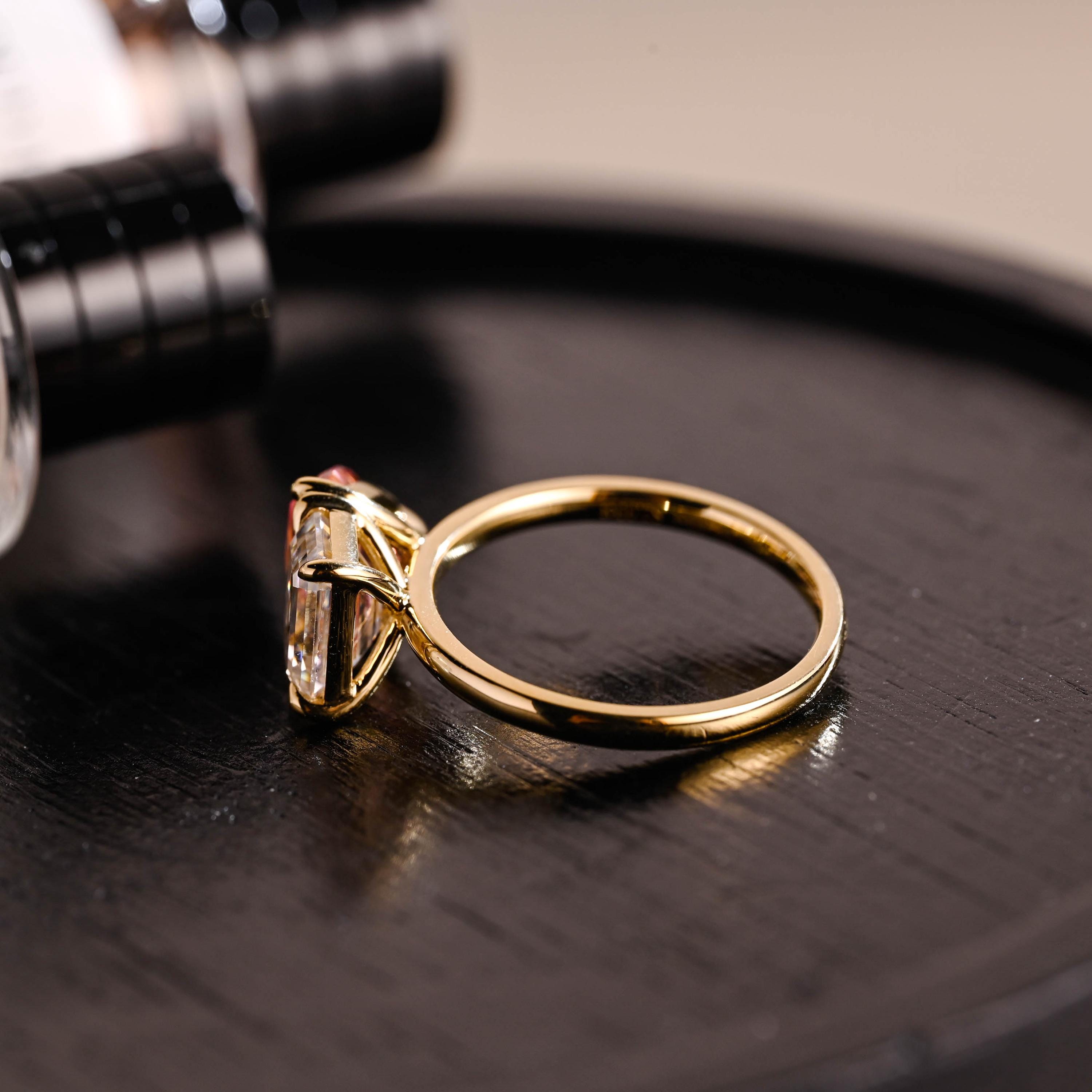 Solid Gold Pear Cut Lab Grown Pink Sapphire Toi et Moi Ring, Memorial Two Stone Engagement Ring