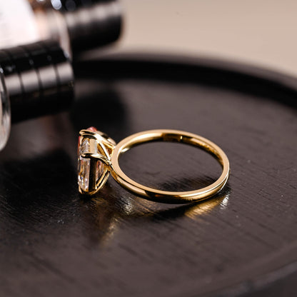 Solid Gold Pear Cut Lab Grown Pink Sapphire Toi et Moi Ring, Memorial Two Stone Engagement Ring