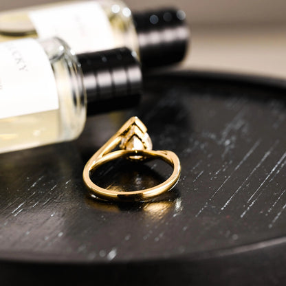 Solid Gold Pear Cut Moissanite Engagement Ring, Proposal Ring, Anniversary Gift Birthday Gift for Women Wife