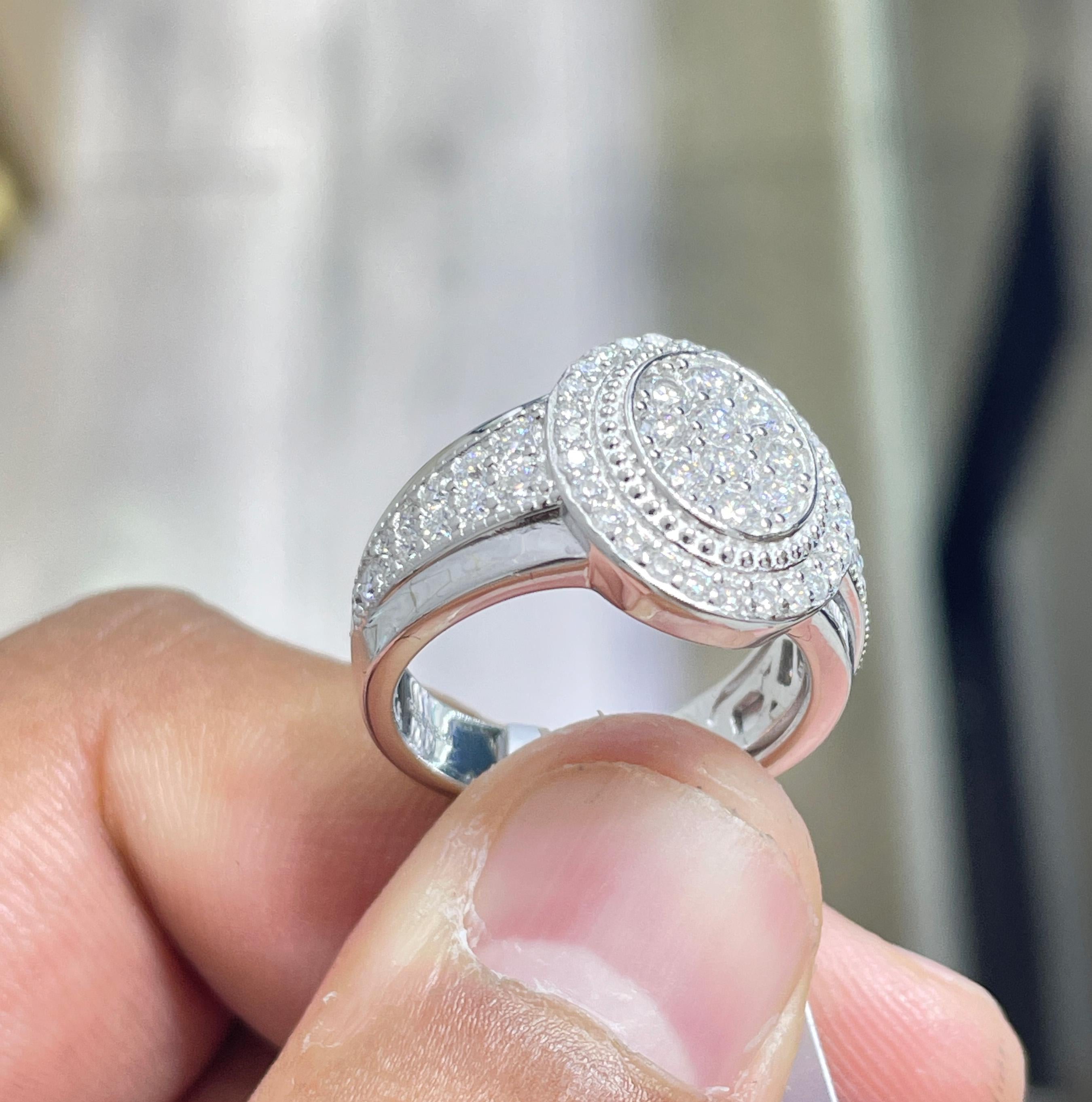 Moissanite Championship Ring: Iced Out 3.58CTW Round Moissanite , S925 Sterling Silver Pinky Ring