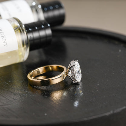 Crushed Ice Cut Elongated Cushion Cut Moissanite Engagement Ring, Solid Gold Cushion Wedding Ring, Hidden Halo Anniversary Moissanite Ring