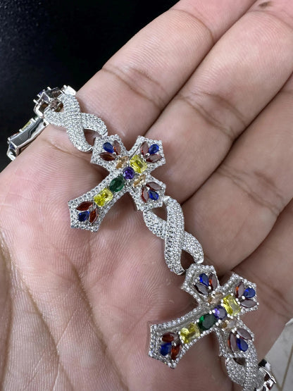 Iced Out Cross Bracelet: VVS Moissanite Hip Hop Jewelry, 12.64CTW