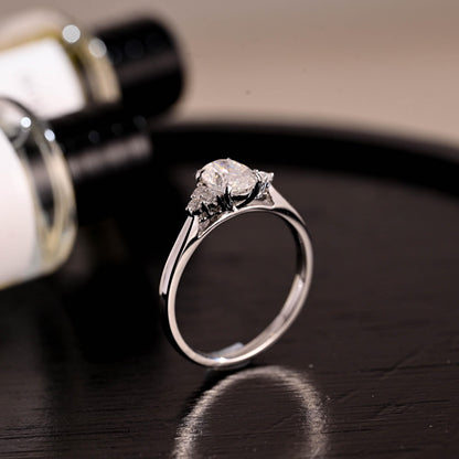 Solid Gold Cathedral Setting Oval Cut Moissanite Engagement Ring, Anniversary Ring for Women