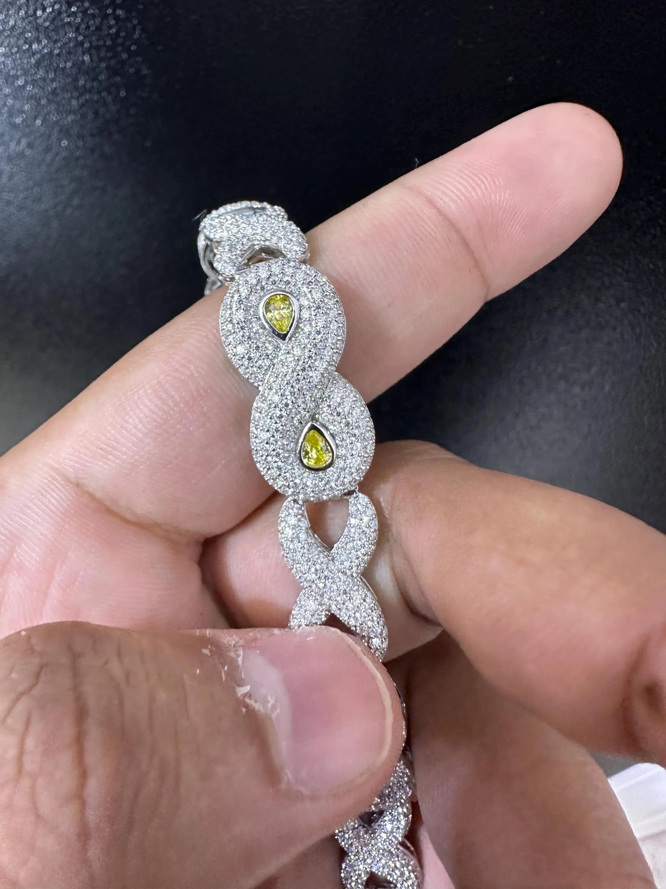 VVS1 Moissanite Infinity Bracelet: 925 Silver Hip Hop Jewelry , Moissanite Bracelet
