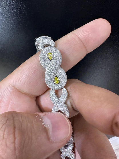 VVS1 Moissanite Infinity Bracelet: 925 Silver Hip Hop Jewelry , Moissanite Bracelet