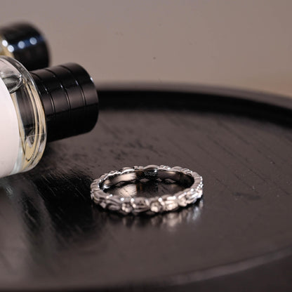 Solid Gold Floral Wedding Band, Nature Inspired Anniversary Ring