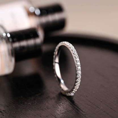 Moissanite Full Pave Solid Gold Eternity Wedding Band