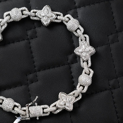 Clover Bracelet VVS Moissanite 925 Sterling Silver Passes Diamond Tester | 13.95 CTW Moissanites