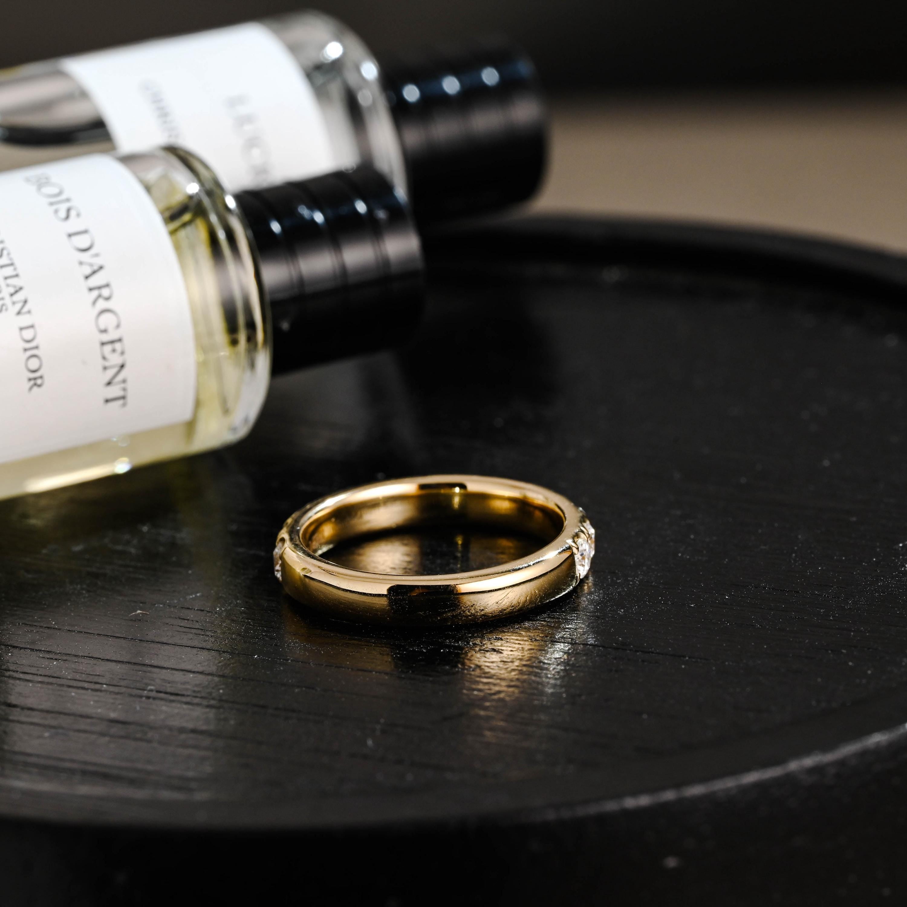 Solid Gold 3.5mm Moissanite Wedding Band, Round Cut Anniversary Ring