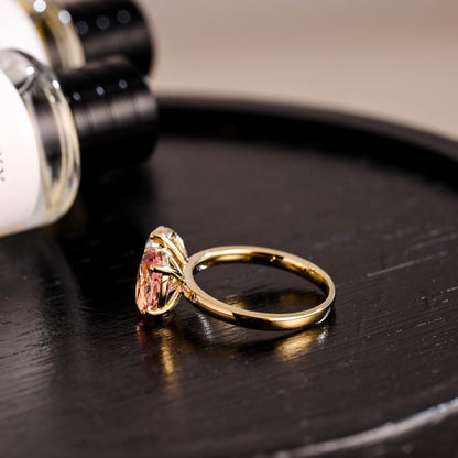 Lab Grown Pink Sapphire Oval Cut Toi et Moi Ring, Solid Gold Memorial Two Stone Engagement Ring
