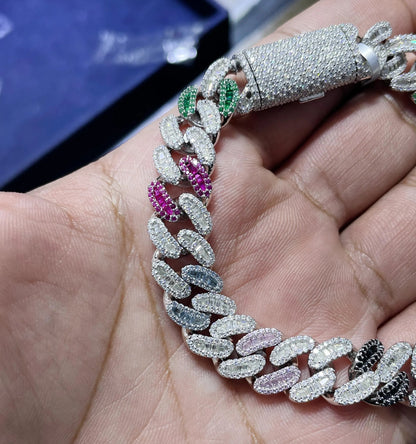 Moissanite Cuban Link Bracelet | 925 Sterling Silver Prong Set Iced Out Jewelry | VVS Sparkle Gift for Him Or Her | 12mm 8.5 Inches 9.91CTW