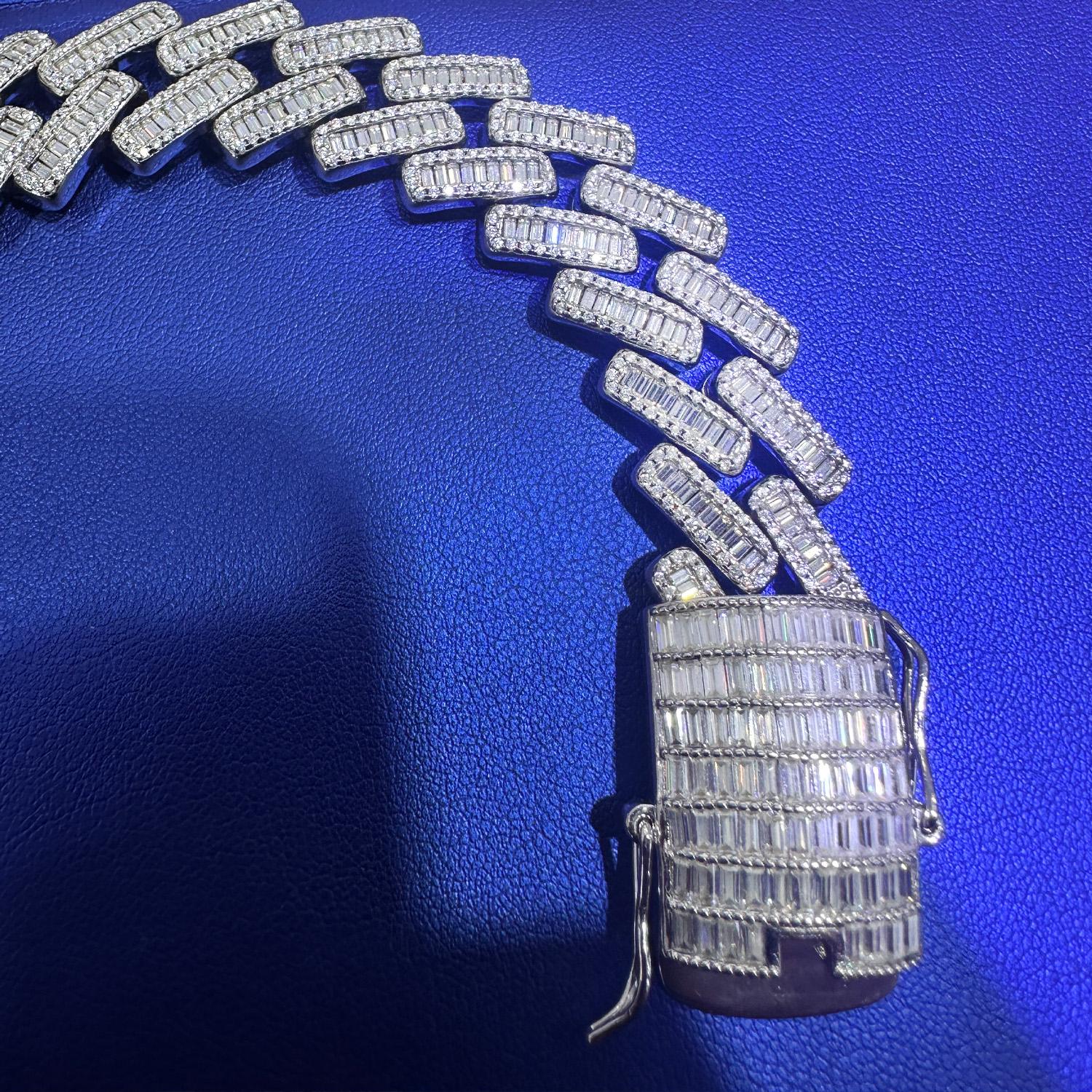 Moissanite Miami Cuban Link Bracelet: 925 Sterling Silver, 19CTW VVS Diamond Tester