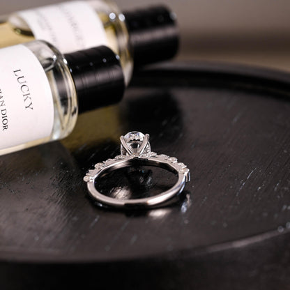 Solid Gold Oval Cut Moissanite Engagement Ring, Anniversary Gift Birthday Gift for Women Wife