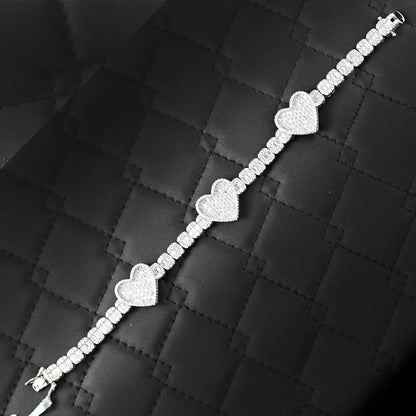Heart Baguette Bracelet 9CTW VVS Moissanite Diamond Bracelet 16mm 925 Sterling Silve