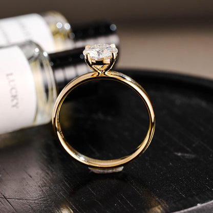 4mm Solid Gold Round Cut Moissanite Engagement Ring, Wedding Ring, Anniversary Gift for Women