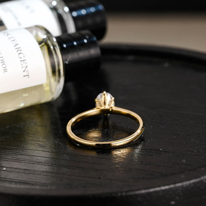 Solid Gold Oval Cut Moissanite Engagement Ring, Tulip Proposal Ring