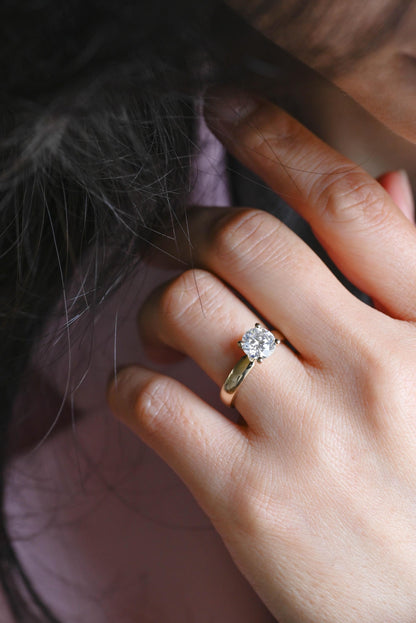Solid Gold Oval Cut Moissanite Engagement Ring, Anniversary Gift Birthday Gift for Women Wife