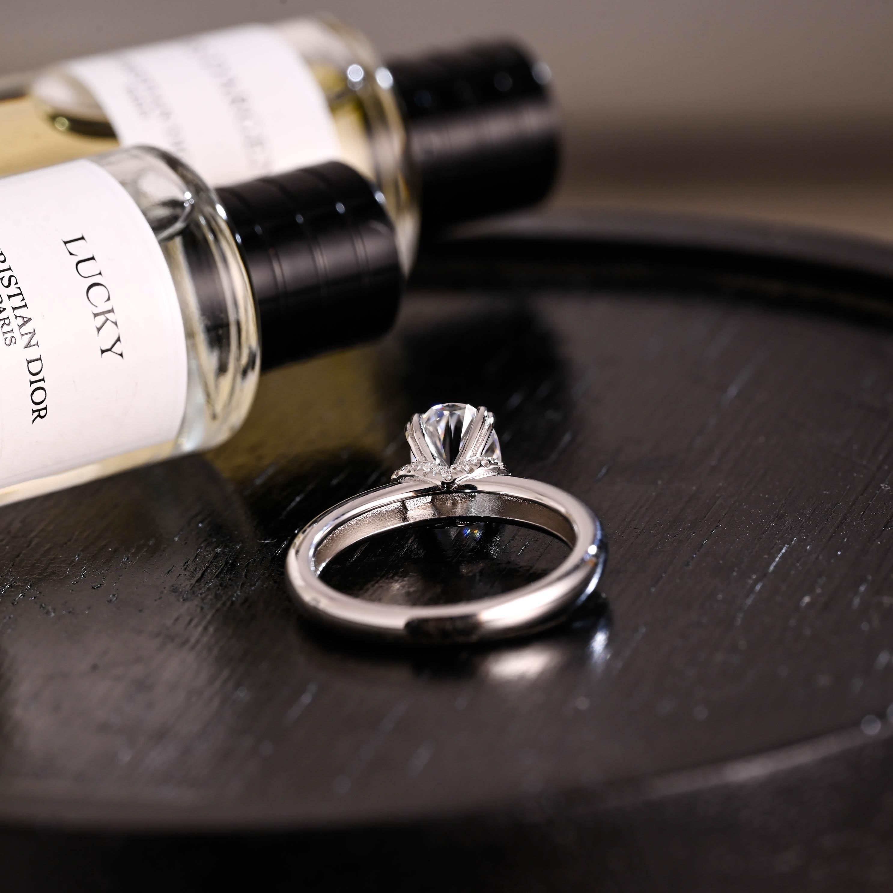 Solid Gold Oval Cut Moissanite Engagement Ring, Anniversary Gift Birthday Gift for Women Wife