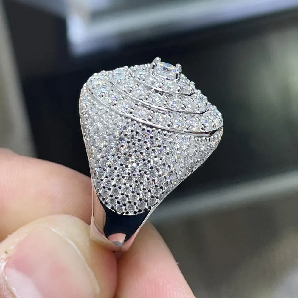 7.84CTW Moissanite Dome Ring: VVS D, Gold Plated Sterling Silver