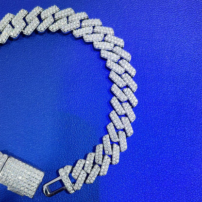 Moissanite Miami Cuban Link Bracelet: 925 Sterling Silver, 6.5ctw
