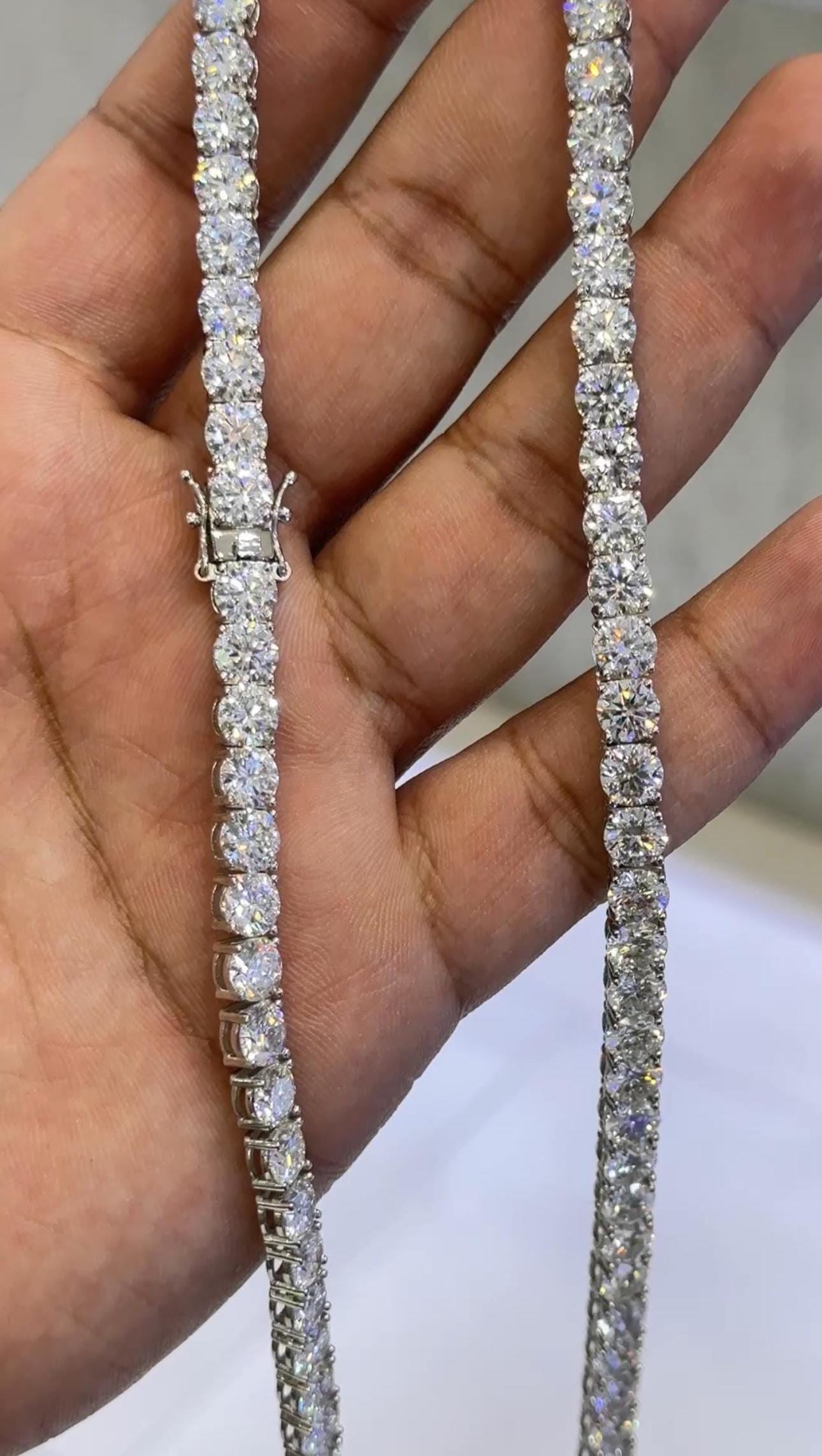 VVS1 Moissanite Diamond Tennis Chain Necklace, 925 Sterling Silver, Tennis Bracelet, Diamond Tennis Necklace, 5mm , 6mm , 7mm, 8mm Width