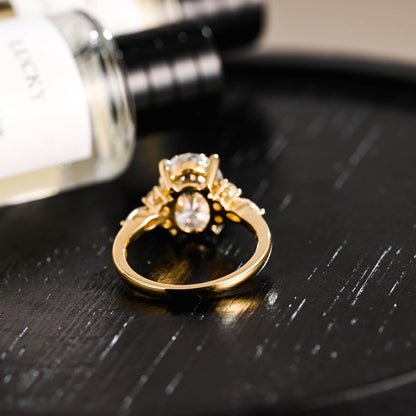 Solid Gold Oval Cut Moissanite Engagement Ring, Anniversary Gift for Women