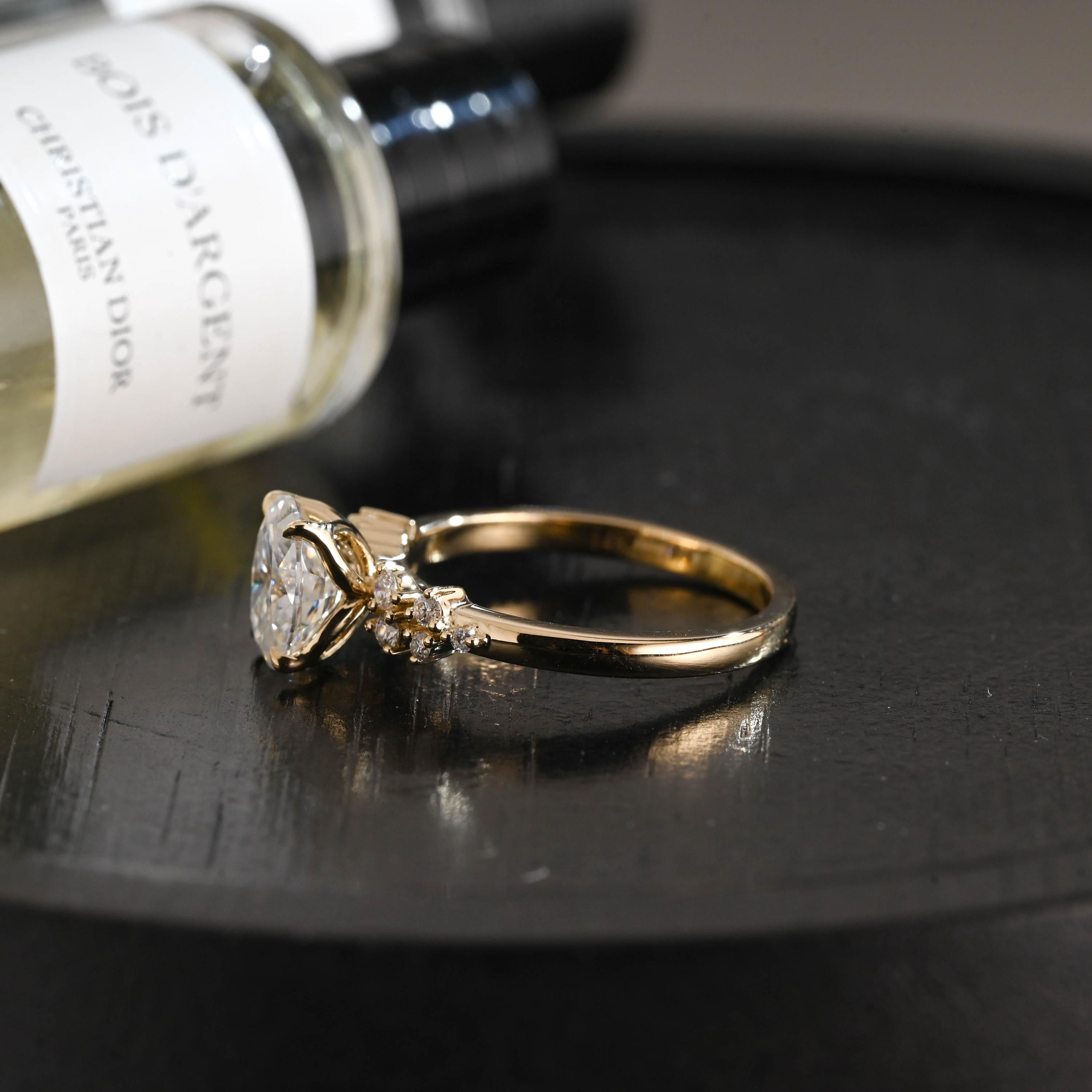 Solid Gold Oval Cut Moissanite Engagement Ring, Anniversary Gift for Women
