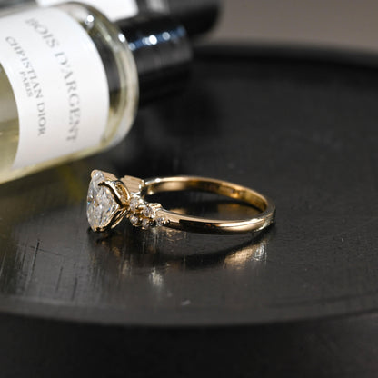 Solid Gold Oval Cut Moissanite Engagement Ring, Anniversary Gift for Women