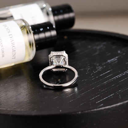 Solid Gold Emerald Cut Moissanite Engagement Ring, Proposal Ring, Promise Ring, Wedding Ring, Anniversary Gift Birthday Gift for Women Wife